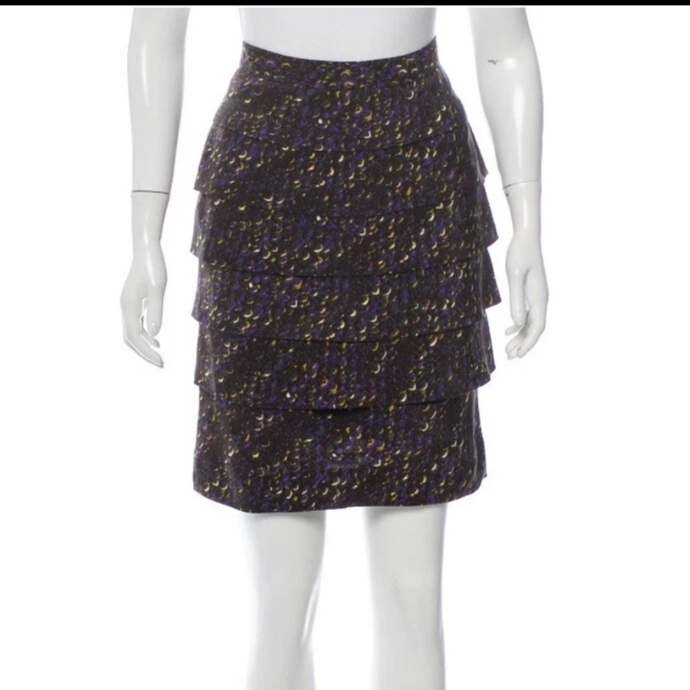 Silk Tory Burch Black and Purple Mini Skirt